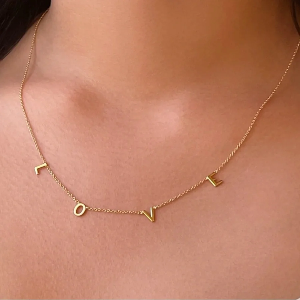 BYCHARI Gold LOVE Letter Necklace
